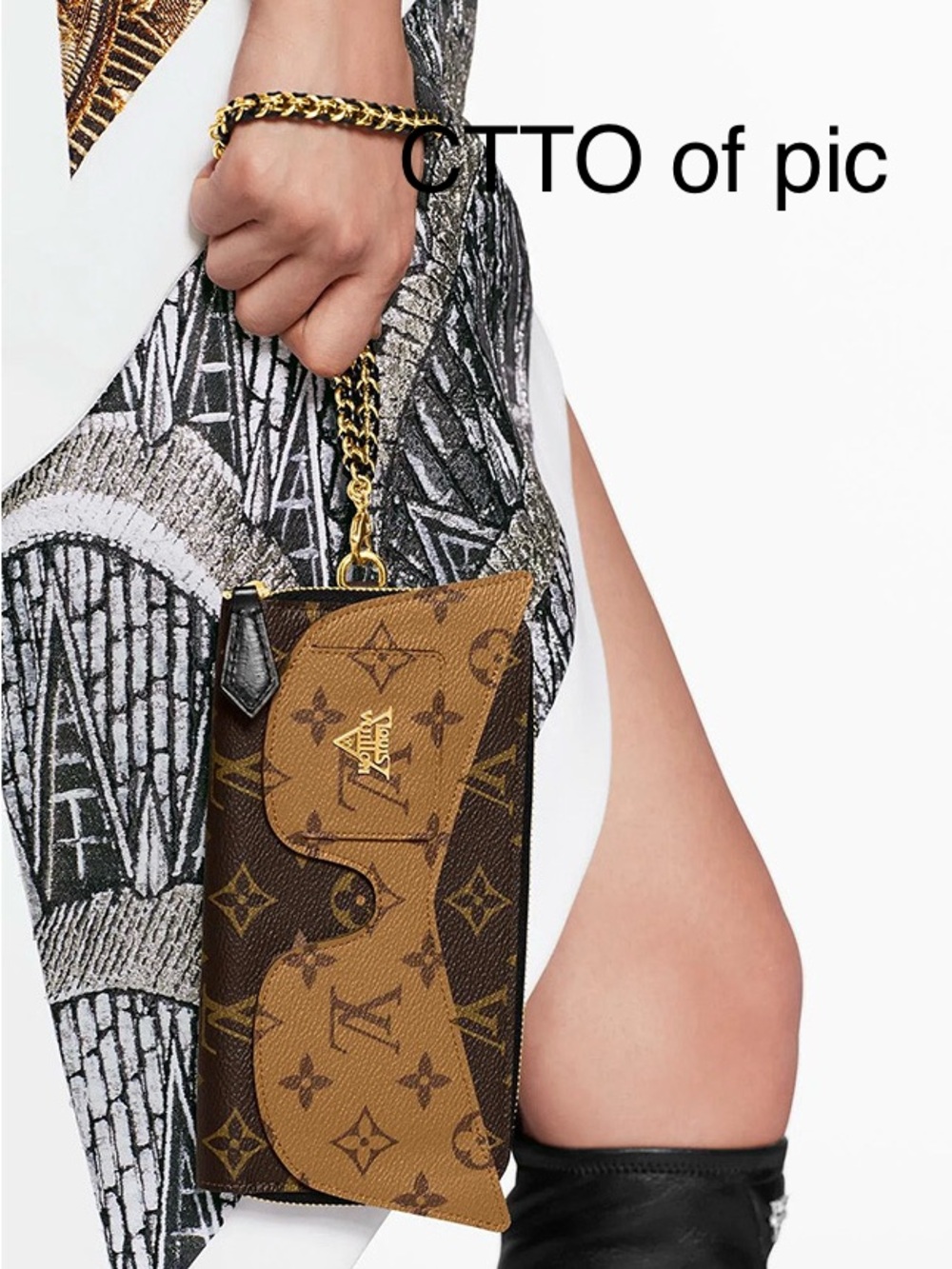 Louis Vuitton Monogram Brown & Tan Chain Wristlet Clutch